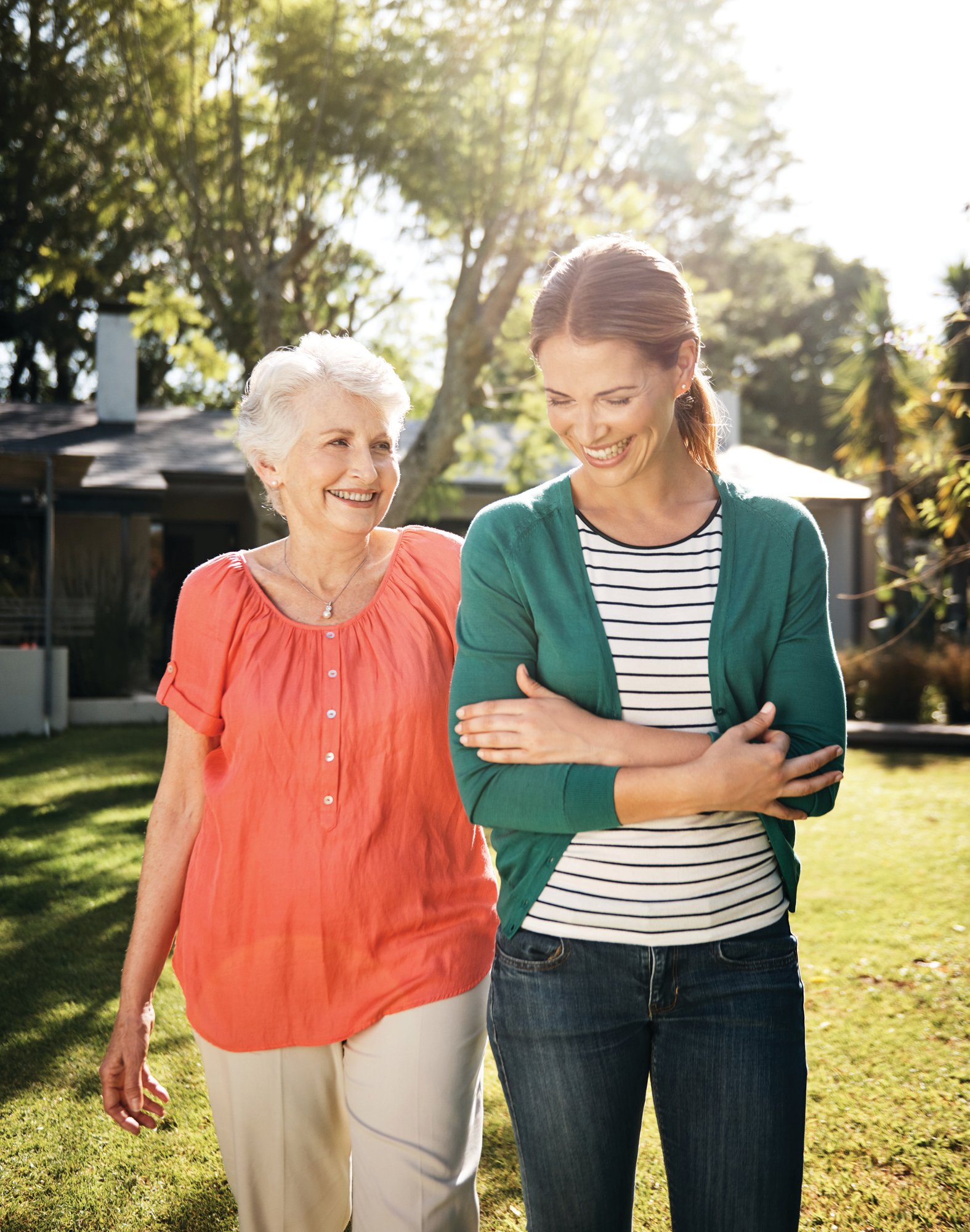 Senior Woman and Young Woman Walking